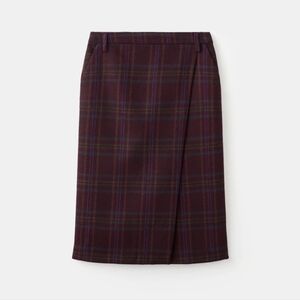 NWT Elegant Burgundy Checkered Skirt